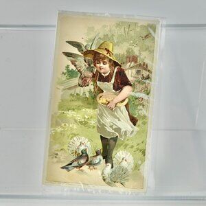 Arbuckle's Ariosa Coffee Victorian Trade Card Antique Girl Birds
